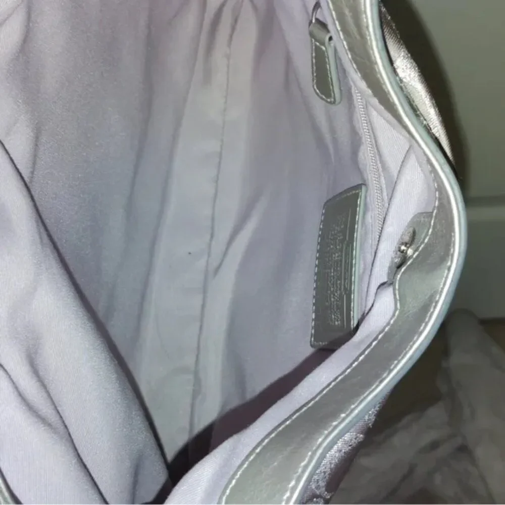 Coach Soho Silver Gray Signature Hobo Bag
